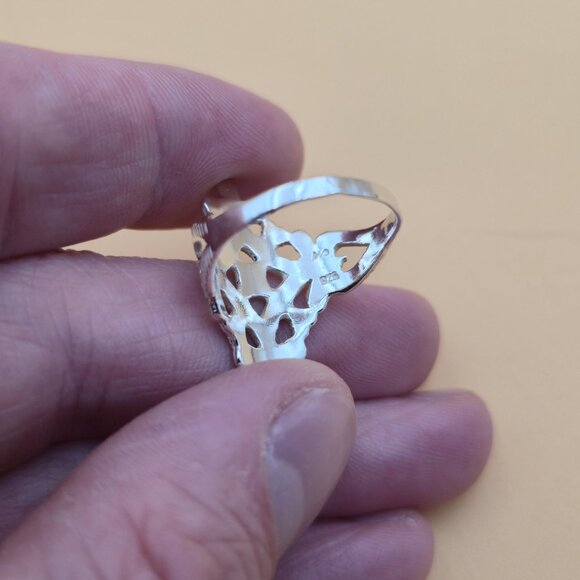 Size 8 Sterling Silver Unique Marcasite Stones Band Ring A5305 - Picture 5 of 8